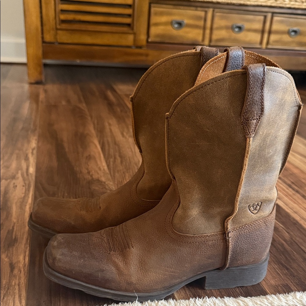 Ariat Boys Rambler Tan and Brown Western Square toe Boots